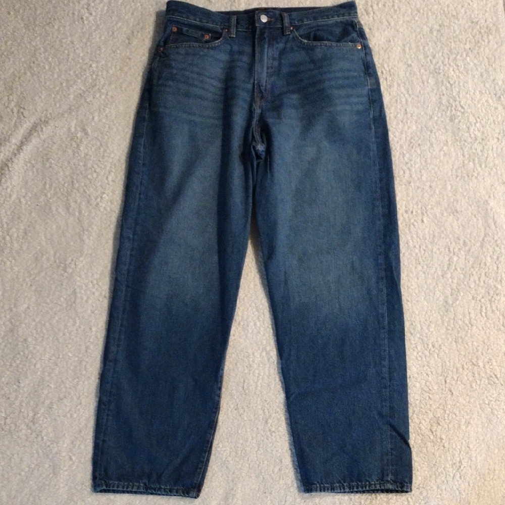 GAP 34x32 Baggy Loose Straight Relaxed Fit Dark Blue Denim Jeans Y2K